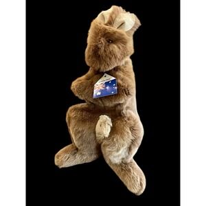 Vintage Stuffed‎ Kangaroo With Joey In Pouch WITH Australia TAG *RARE FIND* 18"